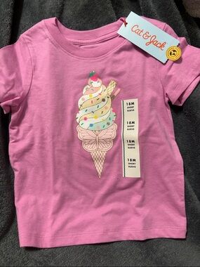Cat & Jack Pink Ice Cream Cone Graphic Tee